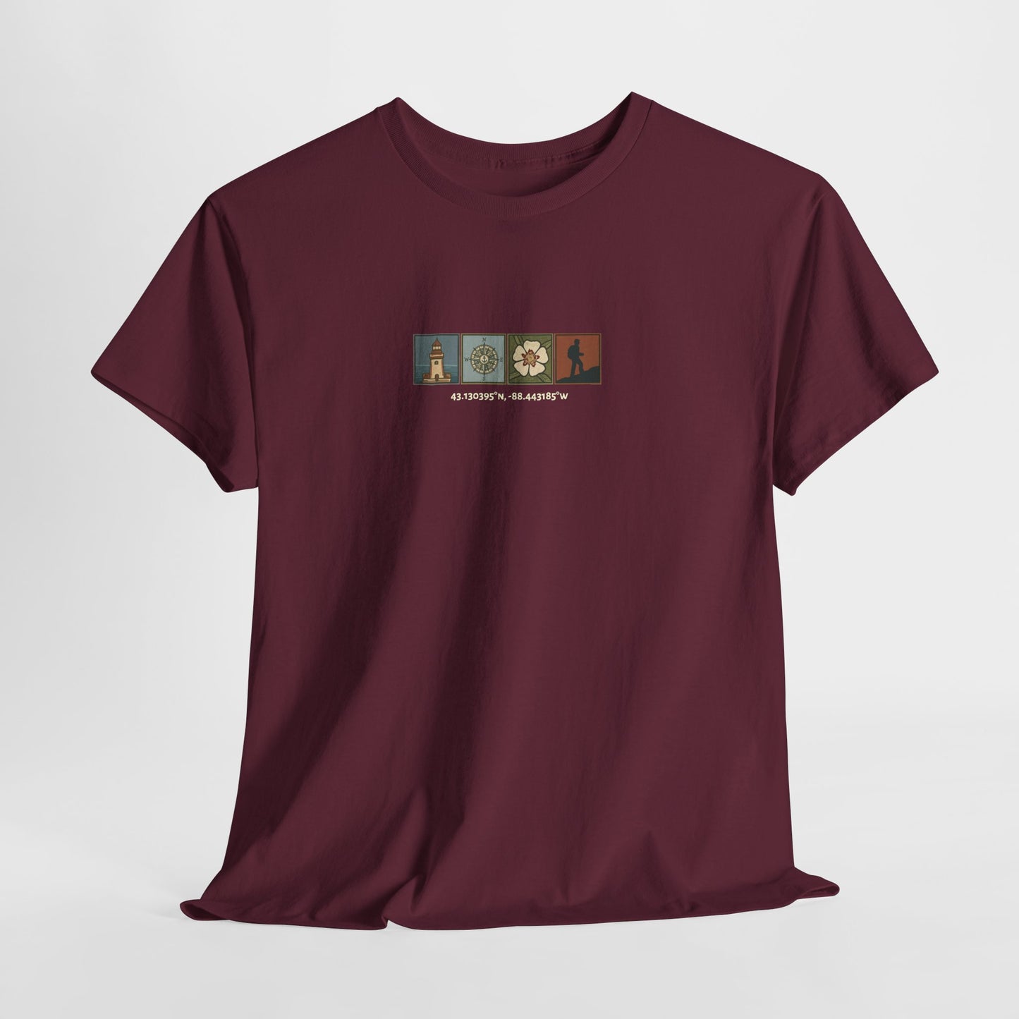 Cabo do Roca with coordinates - 4 panel front - Unisex Heavy Cotton Tee