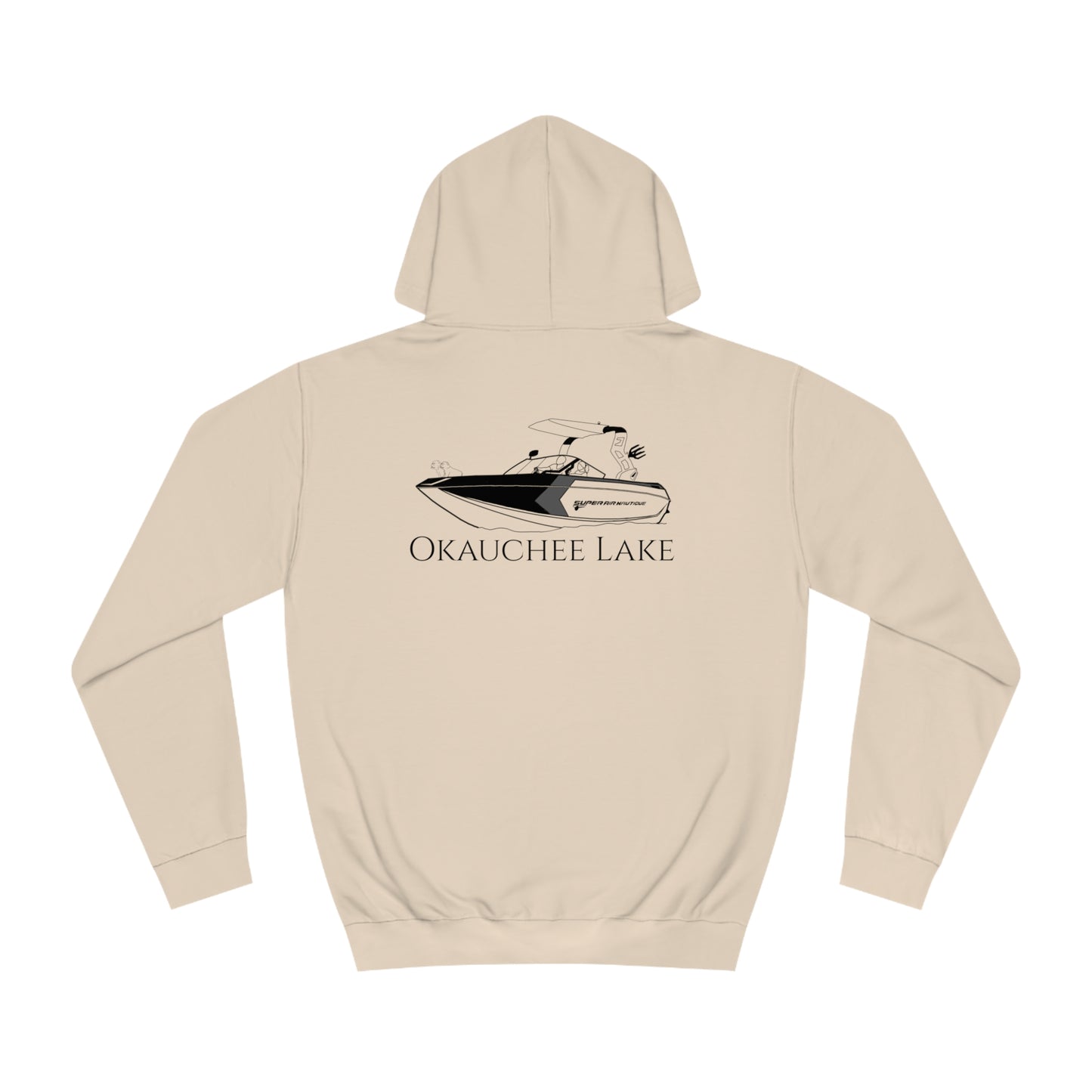 G21 Boat With Dogs Back - Okauchee Lake Unisex Hoodie Medium Weight