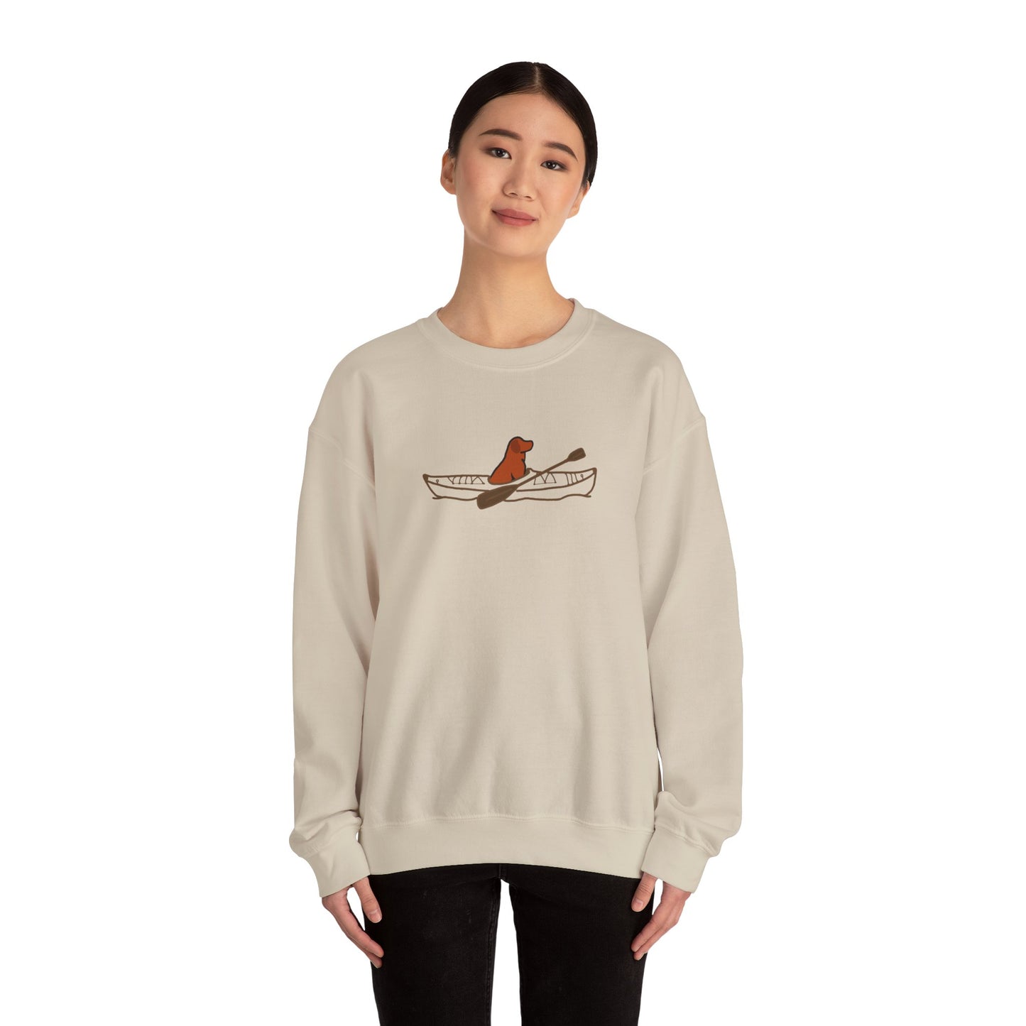 'Lucy the Lab' Kayak Dog Unisex Heavy Blend Crewneck Sweatshirt - Pewaukee Lake