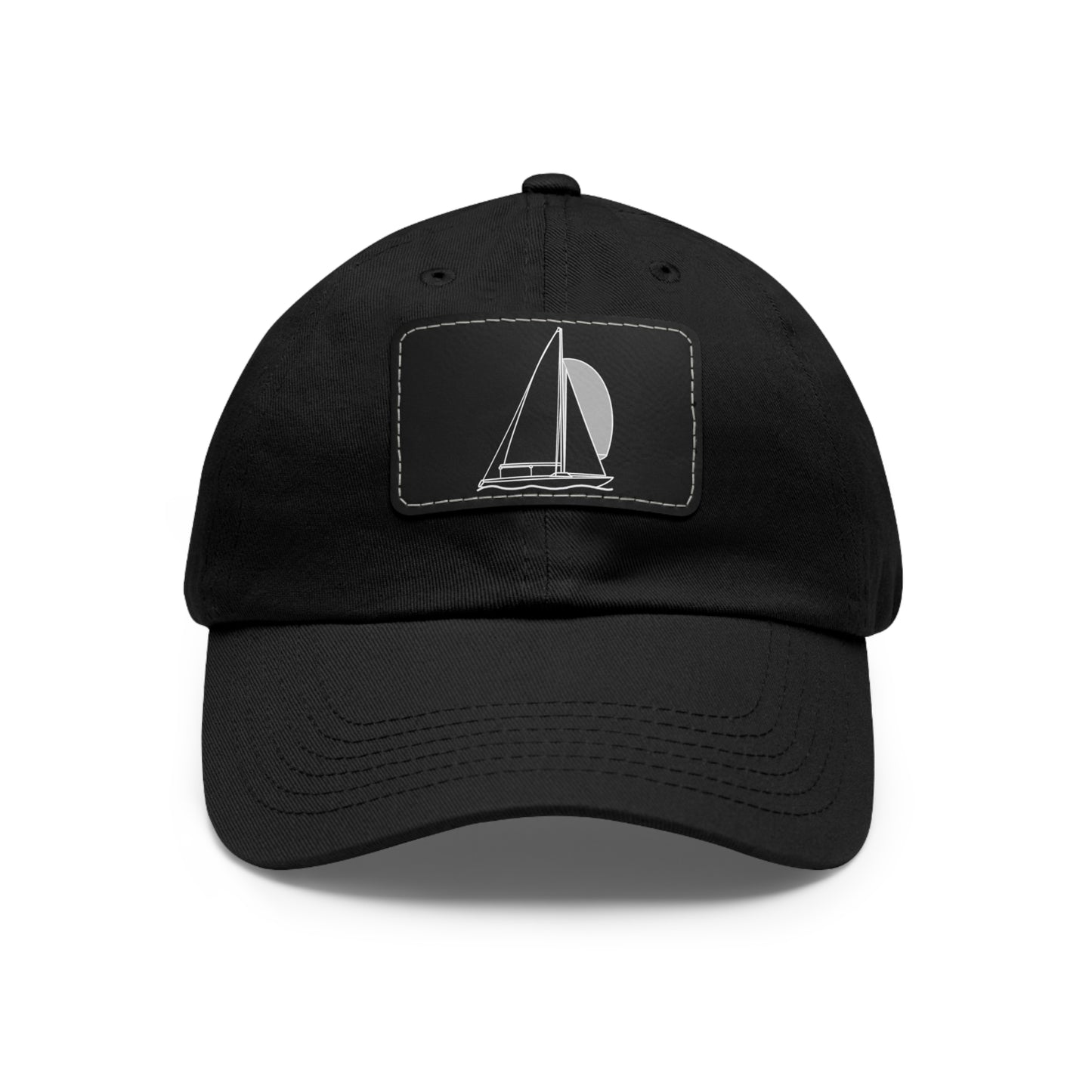 Sailboats Yngling Style Single Mast - Hat with Leather Patch (rectangle)