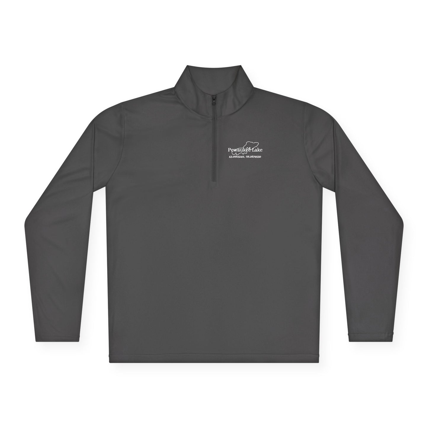 Pewaukee lake Name and CoordsUnisex Quarter-Zip Pullover