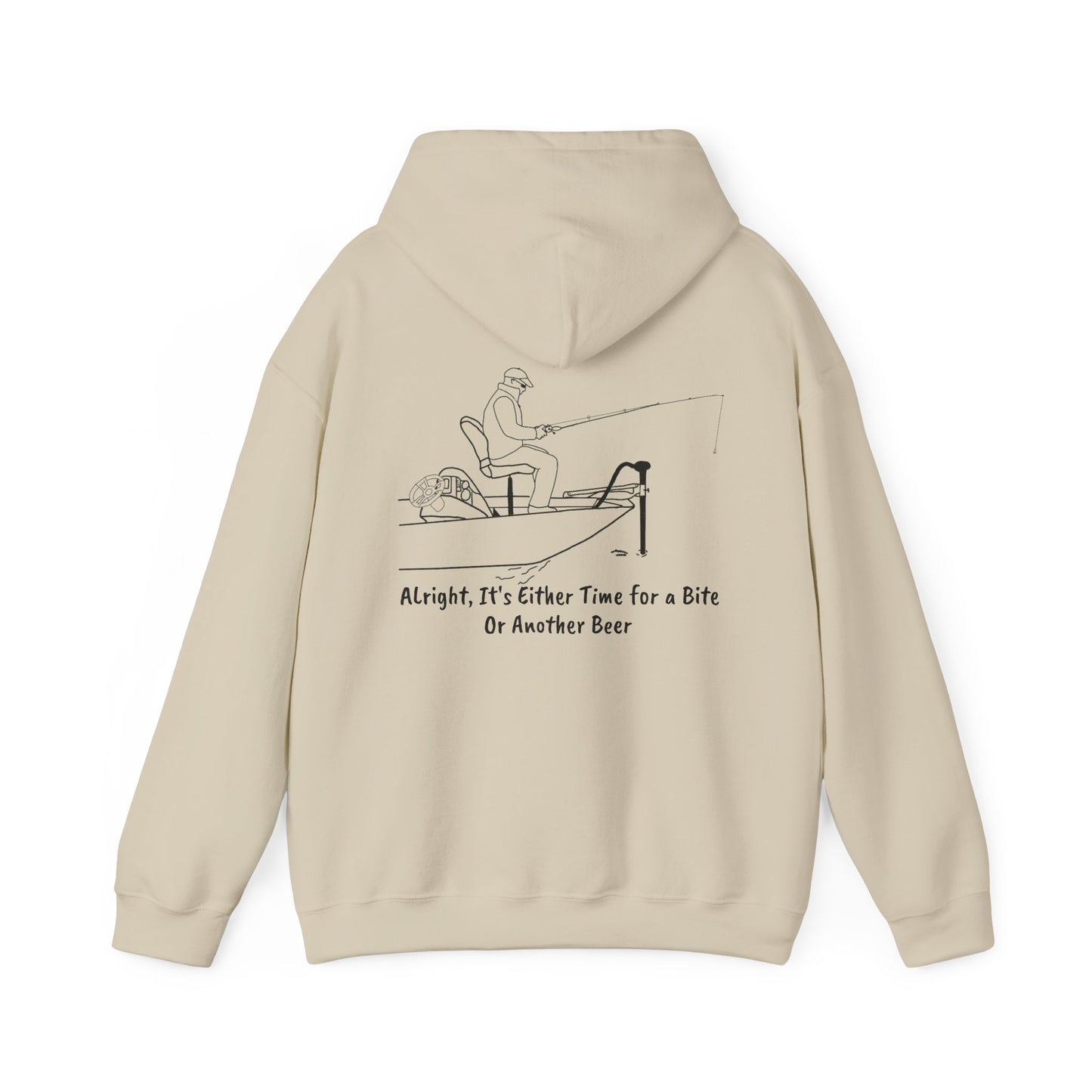 Trolling Motor Fishing, Bite or Beer - Okauchee Lake Unisex Heavy Blend Hooded Sweatshirt