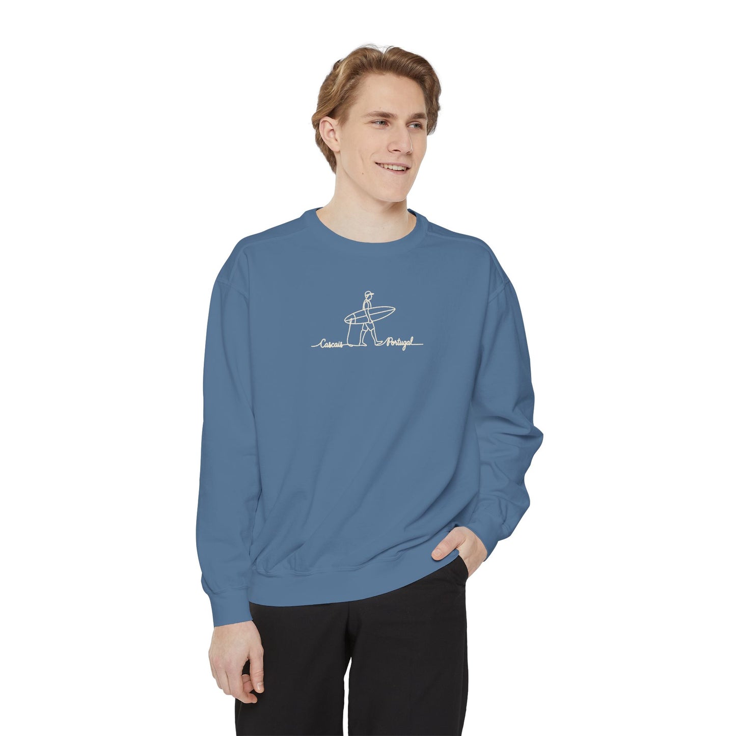 Surfing One Line Design Crewneck Sweatshirt - Comfort Colors