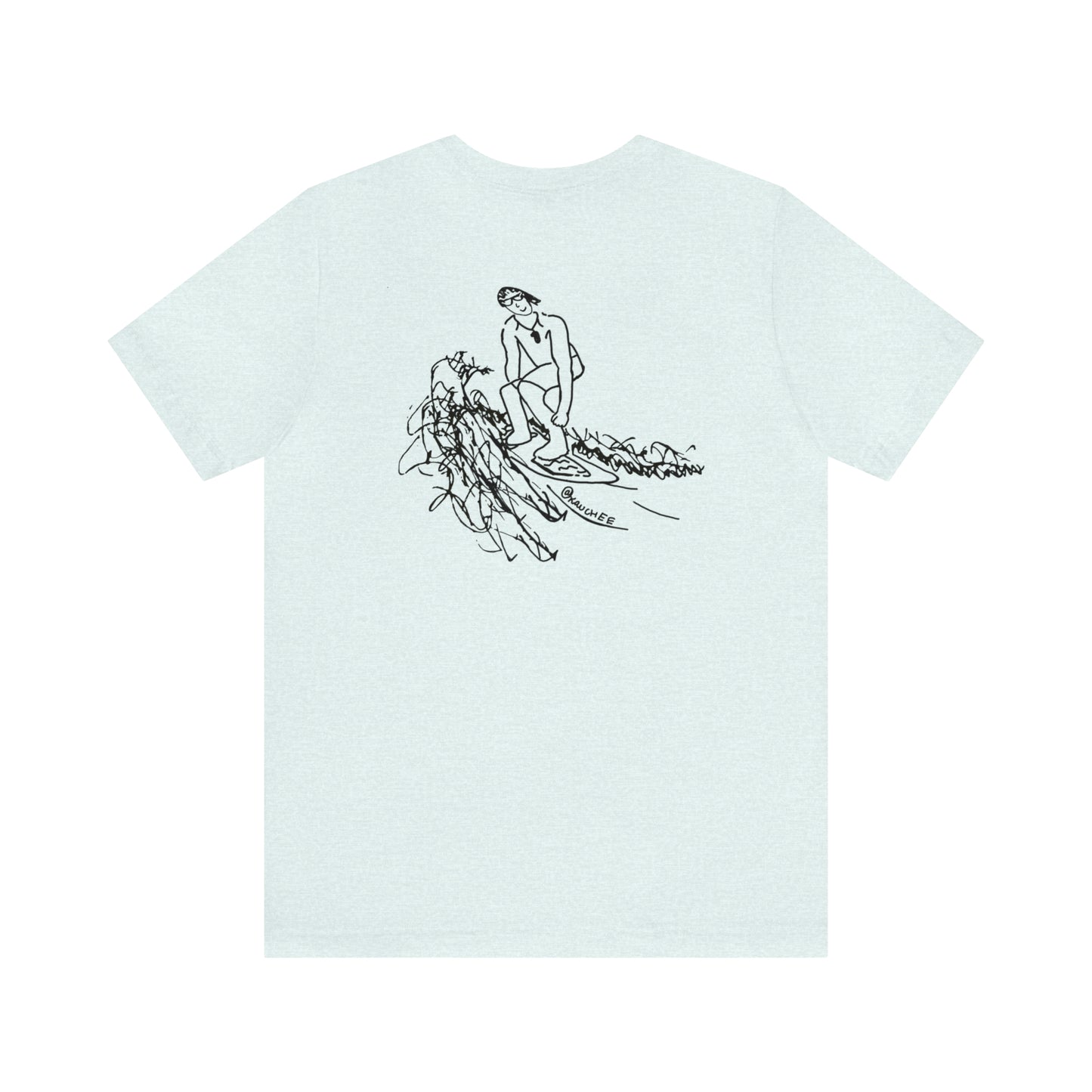 Okauchee Lake, Surfing Sketch - Unisex Lightweight Short Sleeve Tee