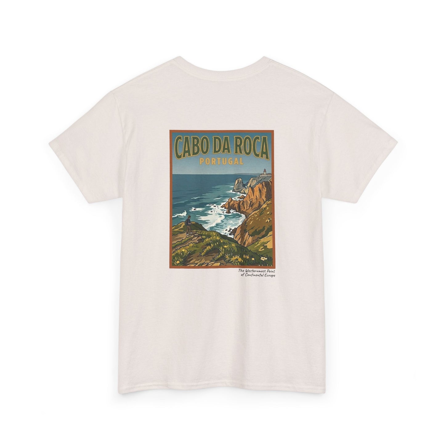 Cabo do Roca with coordinates - 4 panel front - Unisex Heavy Cotton Tee
