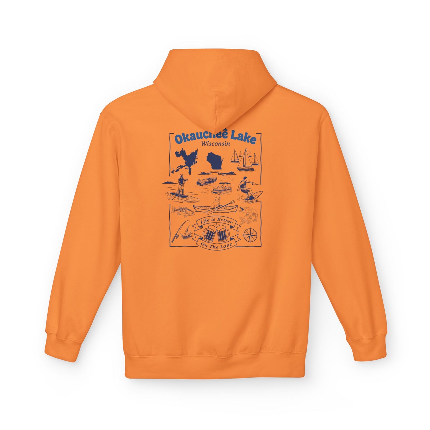 Okauchee Lake Midweight Travel Hoodie -  BD Style #1 (Icons)