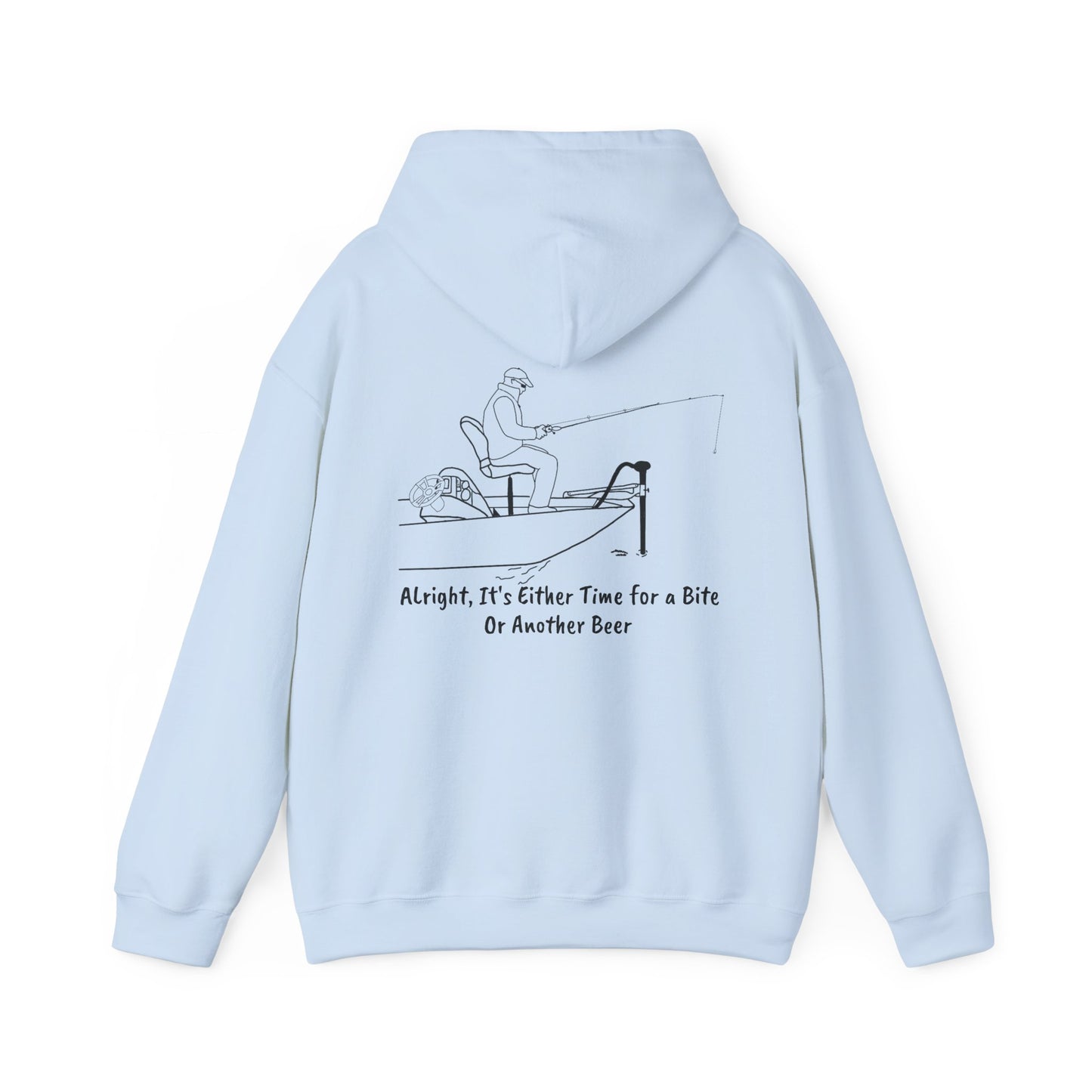 Trolling Motor Fishing, Bite or Beer - Okauchee Lake Unisex Heavy Blend Hooded Sweatshirt