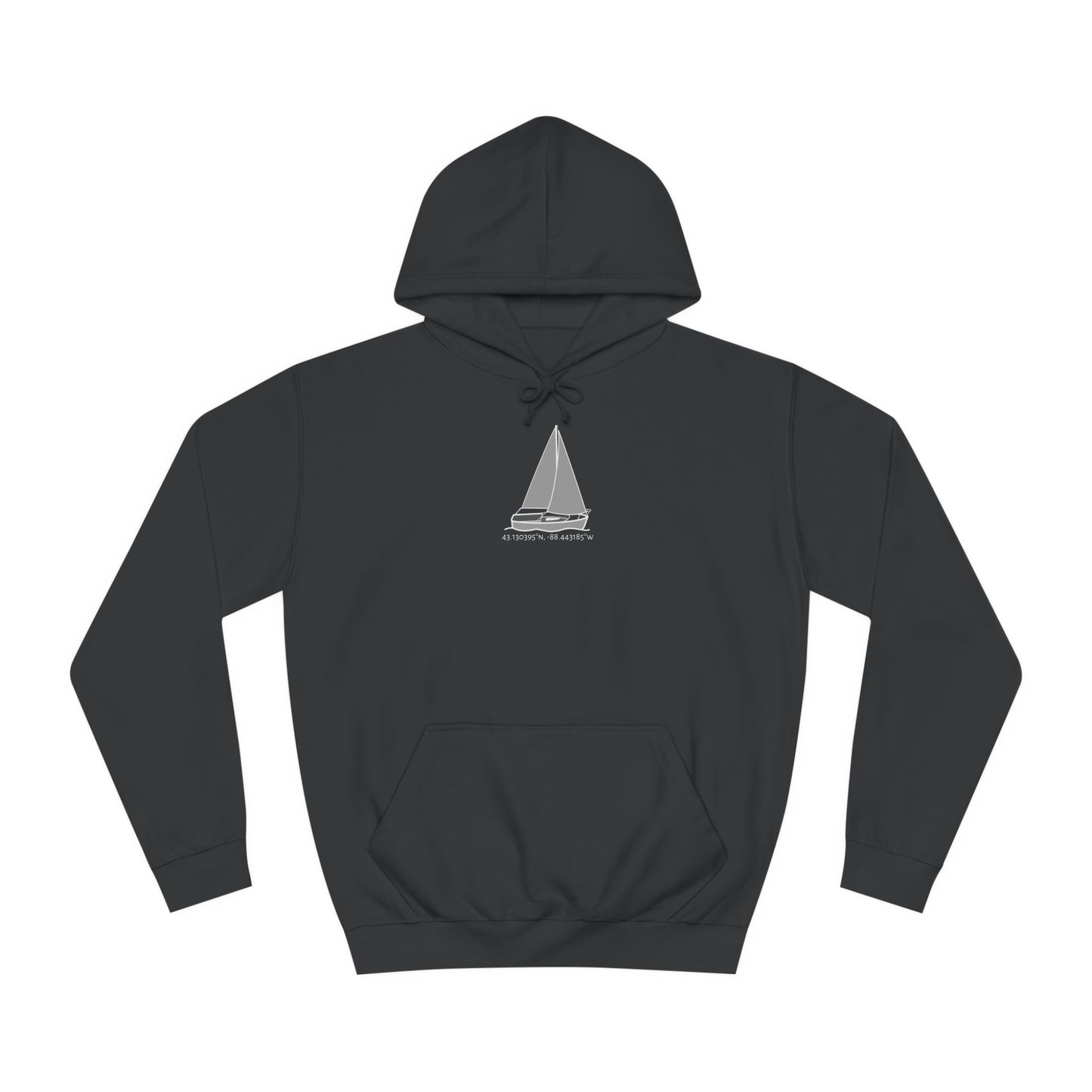 Sailboat Comfort Okauchee Lake Coordinates - Medium Weight Hoodie